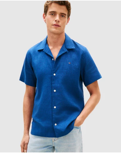 Tommy Hilfiger - Regular Fit Linen Blend Short Sleeve Shirt