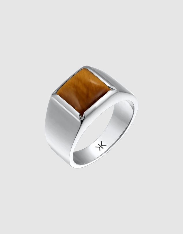 Kuzzoi - ICONIC EXCLUSIVE - Tiger's Eye Signet Ring in 925 Sterling Silver