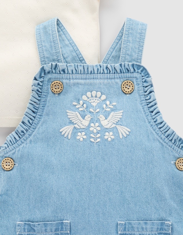 Purebaby - Denim Overall Set -Kids-Babies