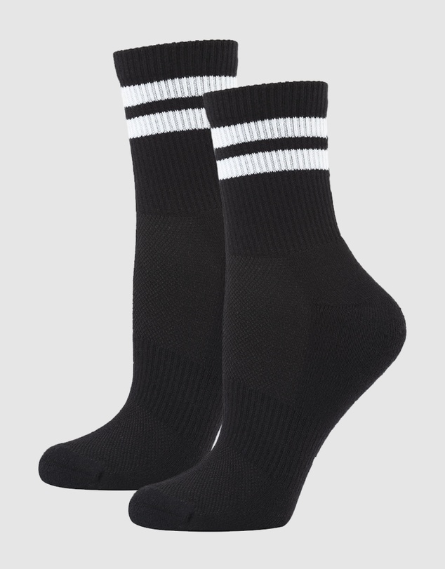 Pussyfoot - 6 Pack Unisex Striped Sport Quarter Crew Socks Bamboo Blend & Arch Support