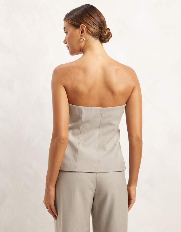 AERE - Button Up Strapless Top