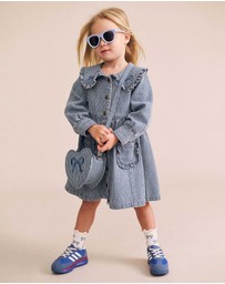 Huxbaby - Vintage Bow Collar Denim Dress - Babies-Kids