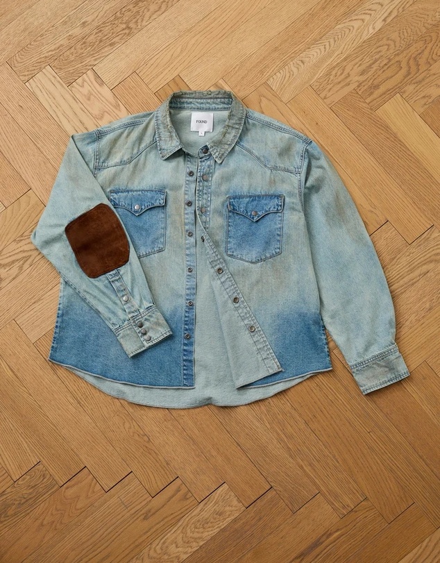 Found - Denim Western Snap Button Shirt