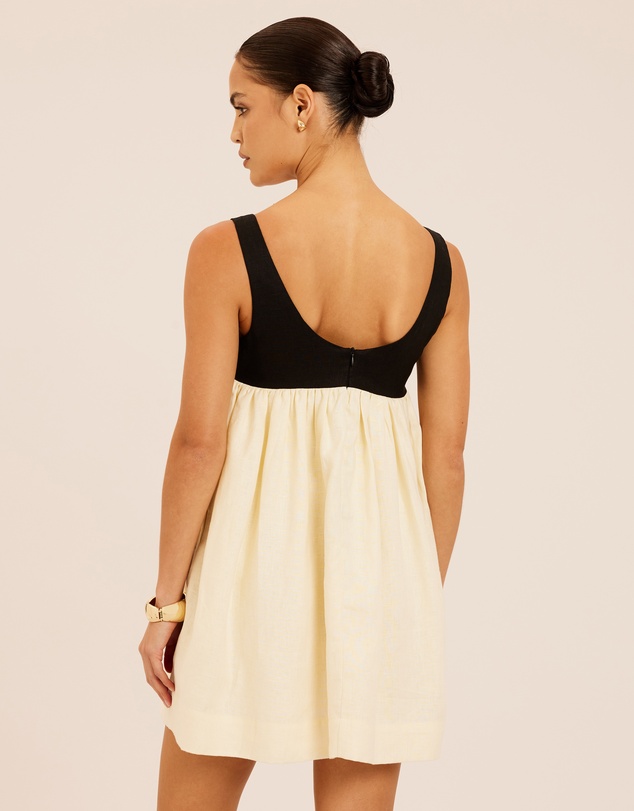 AERE - Delilah Gathered Linen Mini Dress