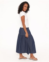 Petal & Pup - Meadow Midi Denim Skirt - Dark Wash