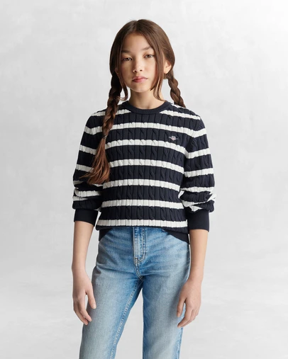 Gant - Shield Cable Knit Striped Jumper