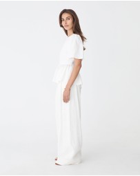 Forcast - Jade Linen Peplum Top