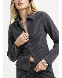 Alice In The Eve - Anna Pinstripe Zip Jacket