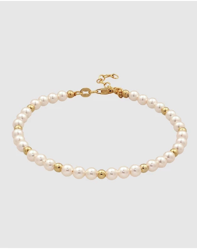 Elli Jewelry - Bracelet Women Elegant Pearl 925 Sterling Silver Gold Plated
