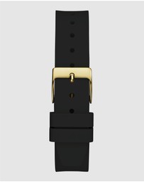 GUESS - Eve Gold-tone 32mm Green Dial Ladies Watch with Black Silicone Strap