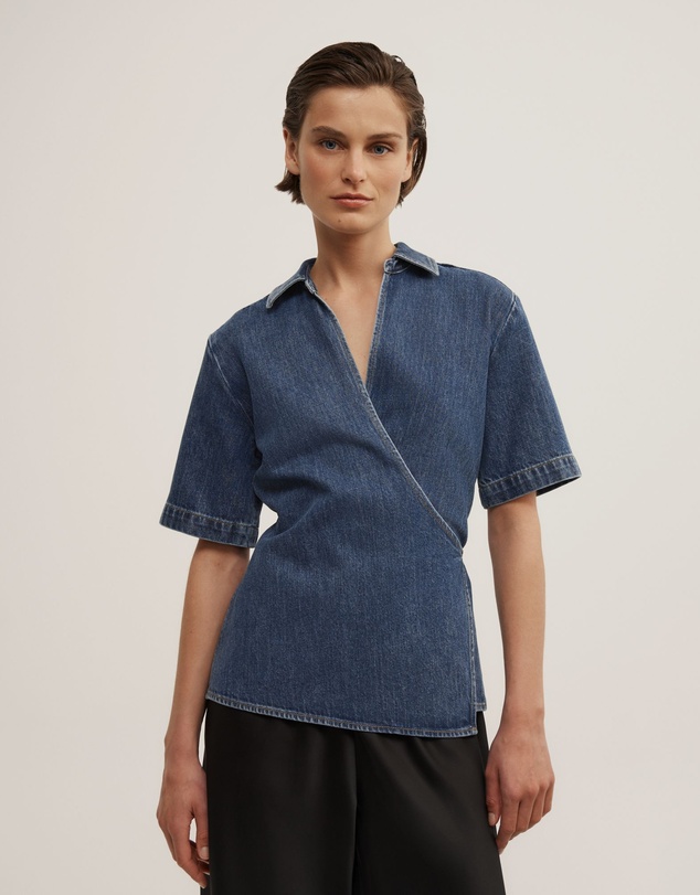 Witchery - Wrap Denim Short Sleeve Shirt