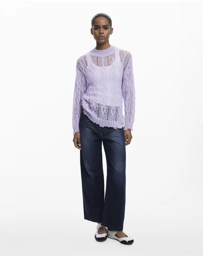 Desigual - Cable-knit sweater with distressed details