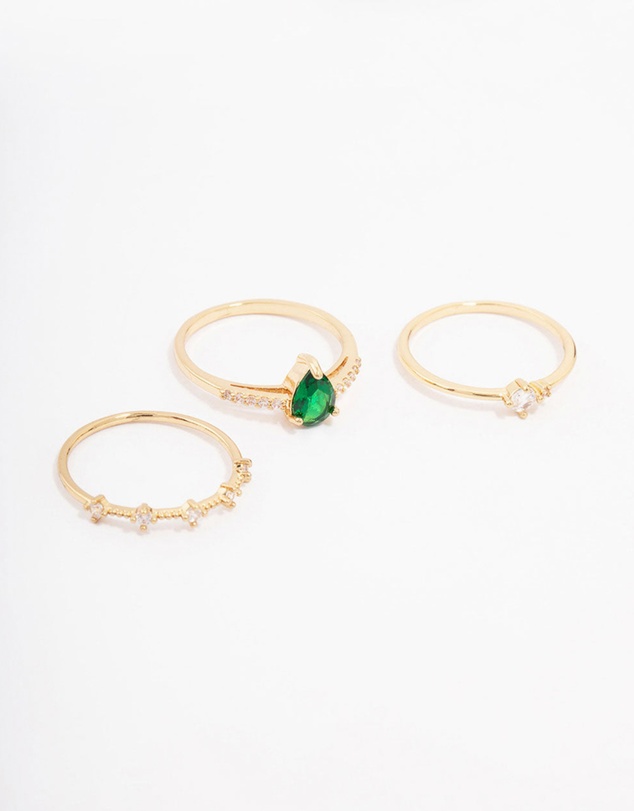 Lovisa - Gold Plated Elegant Pear Triple Stacking Ring