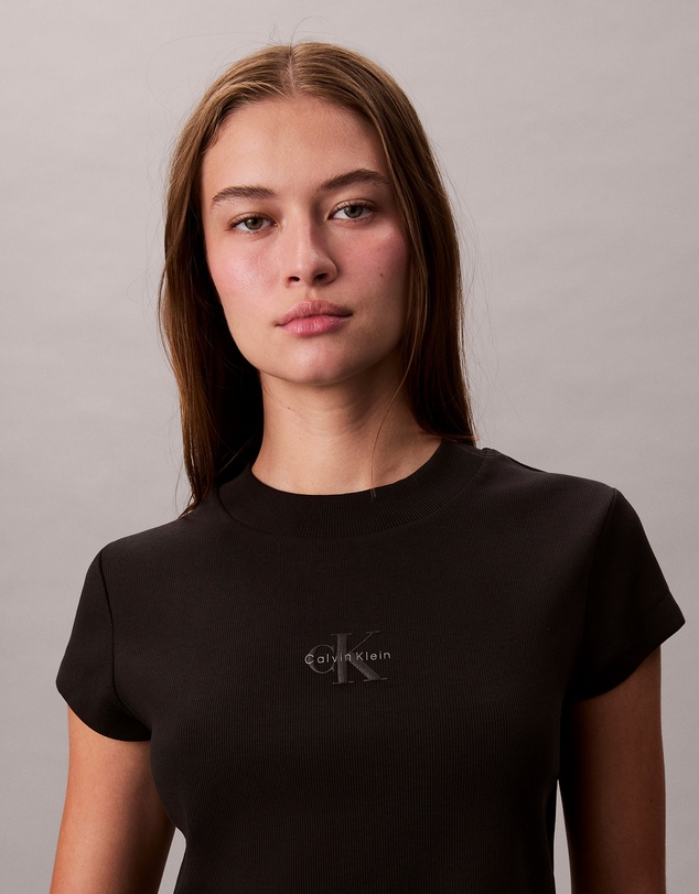 Calvin Klein Jeans - Monogram Logo Ribbed Baby Tee