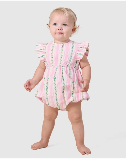 Goldie + Ace - Antique Stripe Strawberry Lani Romper - Babies