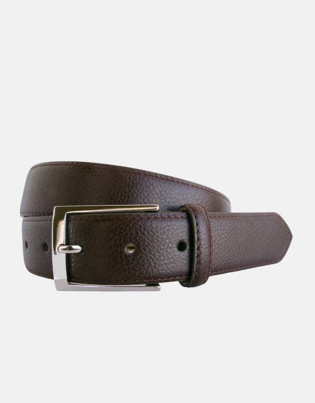 Henry Bucks - HENRY SARTORIAL x LEYVA Pebble Leather Belt BROWN
