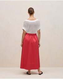 Trenery - Cotton Sateen Waterfall Skirt in Crimson
