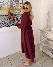 Esther & Co - Iolana Dress - Wine Long Sleeve