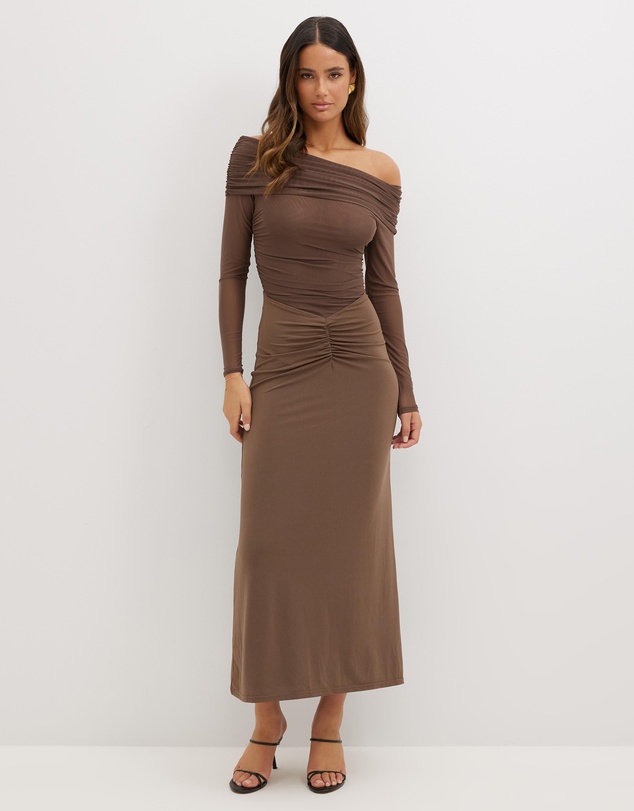 Dazie - Romantic Holiday Jersey Maxi Dress