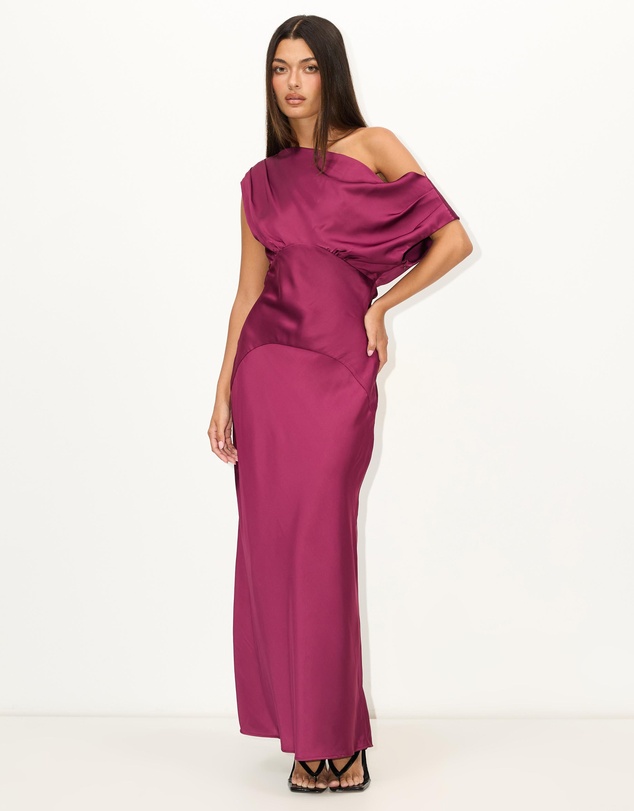 Dazie - Current Asymmetric Neckline Maxi Dress
