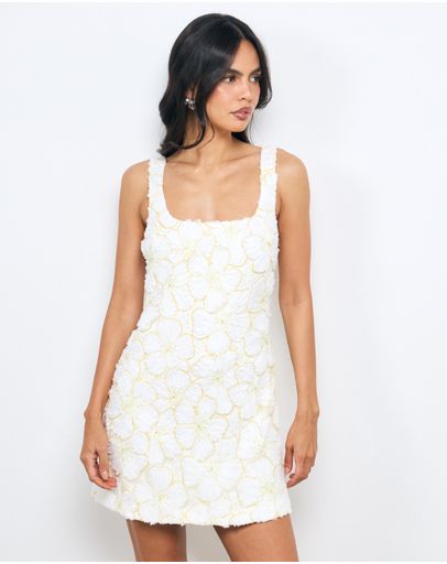 White Floral Sequin