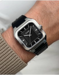 Cluse - Quadrus Leather, Black, Silver Colour