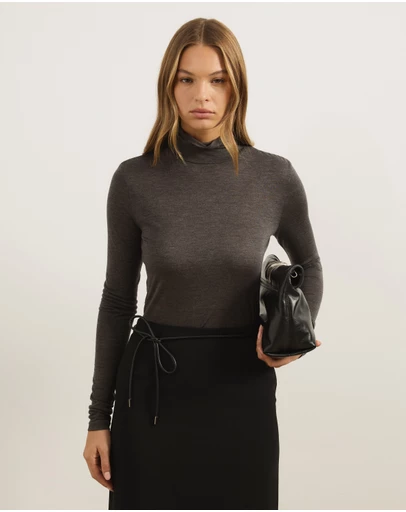 Atmos&Here - Wool Blend Roll Neck Long Sleeve Top