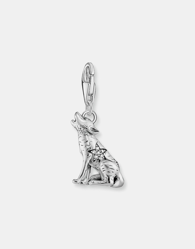 THOMAS SABO - Silver Wolf Charm With Moon And Star