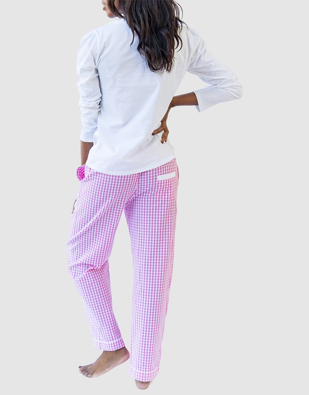 Sant And Abel - Women's Hepburn Gingham Pink Long PJ Pants