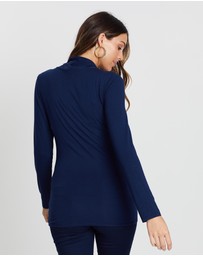 Angel Maternity - Maternity V-Neck Cross-Over Bamboo Long Sleeve Top