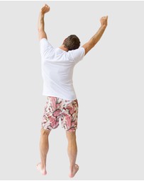 Sant And Abel - Men's Martinique® Pink Banana Leaf Sleep Shorts