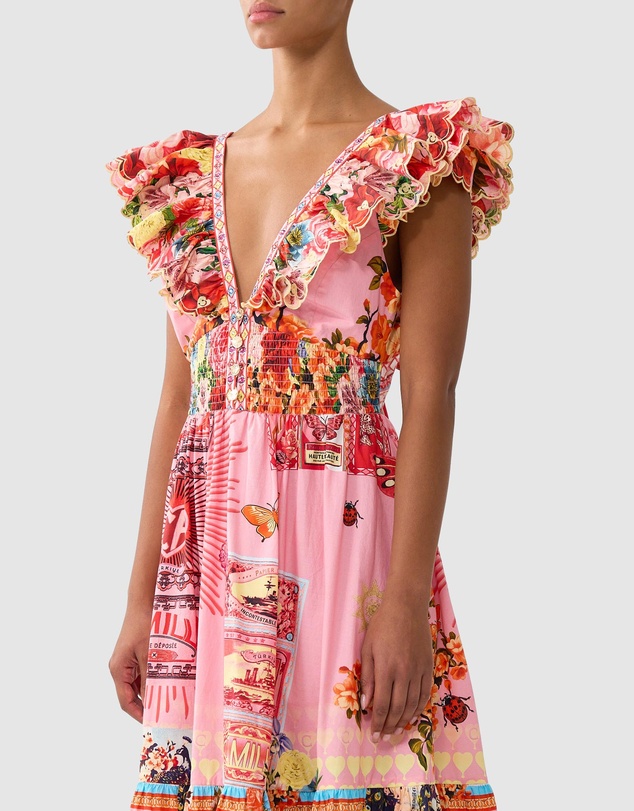 Camilla - Tiered Dress With Neck Frill