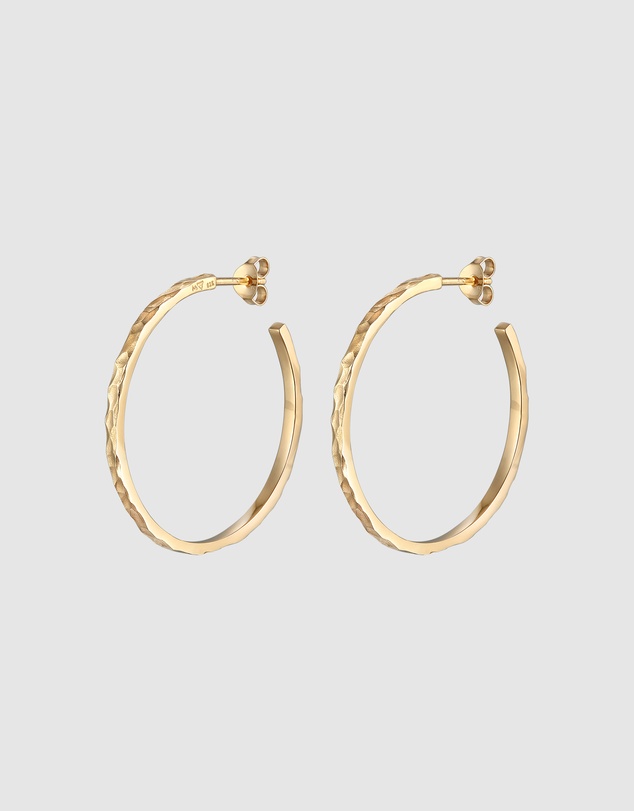 Elli Jewelry - Hammered Hoop Stud Earrings in Gold-Plated 925 Silver