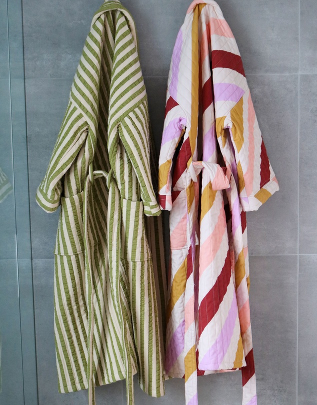 Mosey Me - Seersucker Stripe Quilted Robe