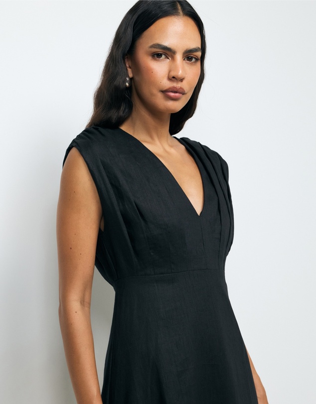 Revibe - Repaired AERE Rhae V Neck Midi Dress - AU 12