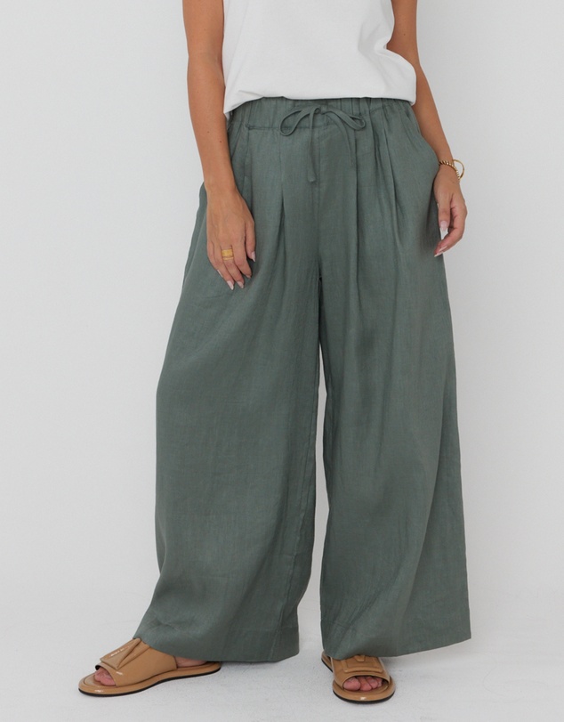 ALEXANDRA - Teri Pants Dusty Green