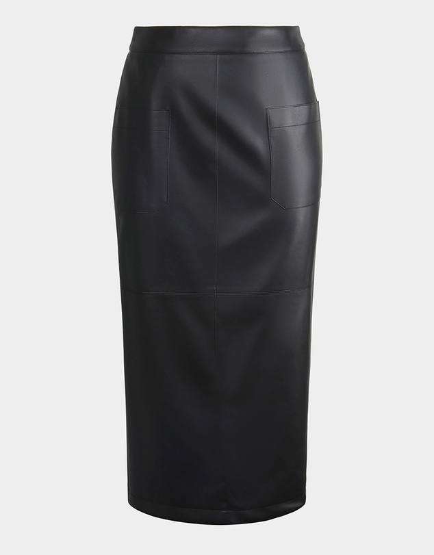 Forcast - Vera Faux Leather Midi Skirt