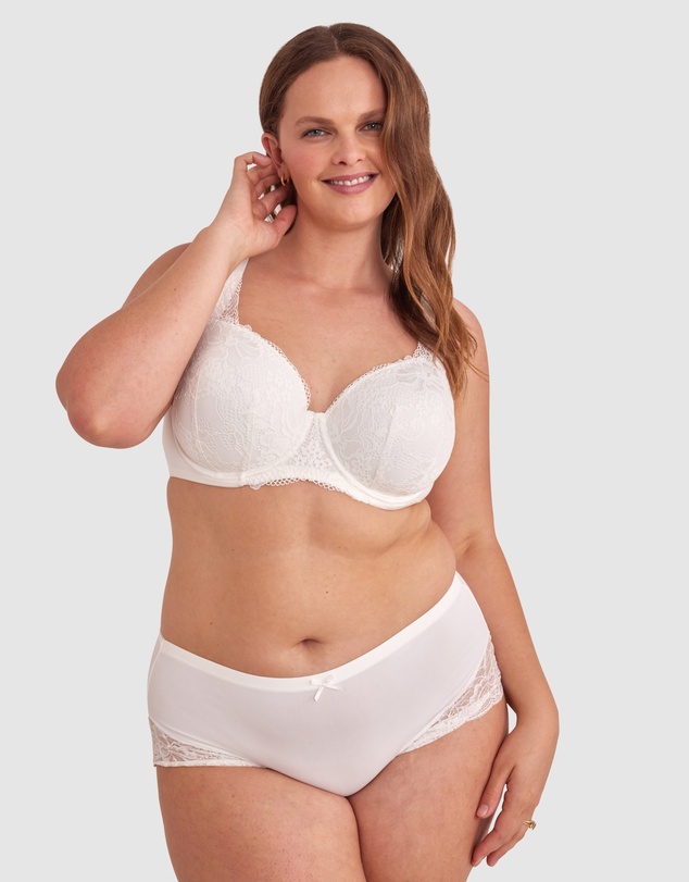 Bras N Things - Body Bliss Full Lace Curvy Balconette Bra - Ivory