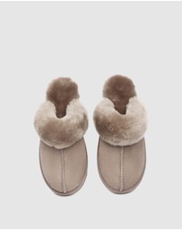EVERAU - EverAU Ugg Muffin Slipper Suede Cow Suede Upper House Shoes