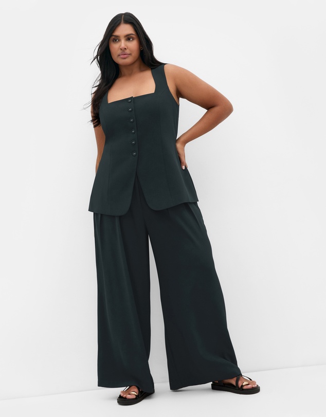 City Chic - Plus size Abbie Vest - deep emerald