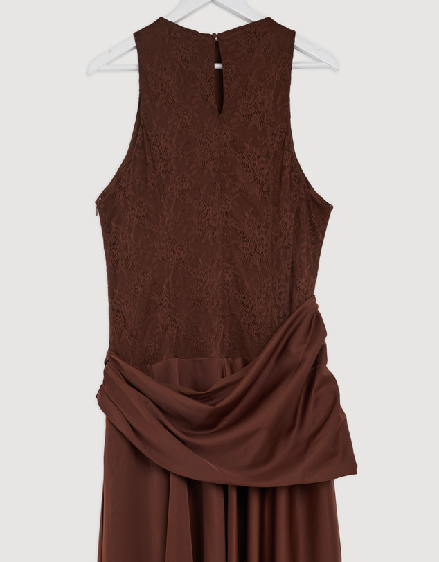 Revibe - Repaired CHANCERY Layla High Neck Lace Panelled Maxi Dress - AU 18