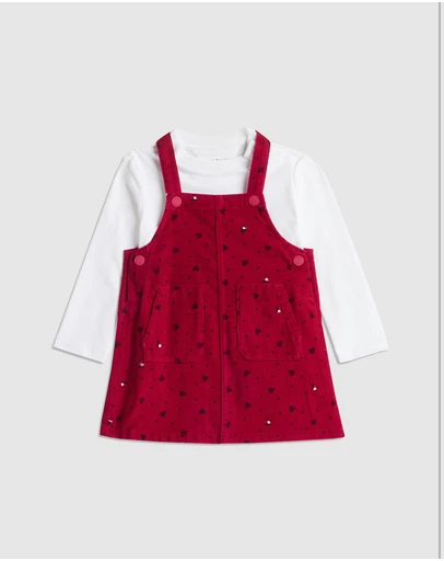 Tommy Hilfiger - Relaxed Heart Dungaree Dress Set - Babies