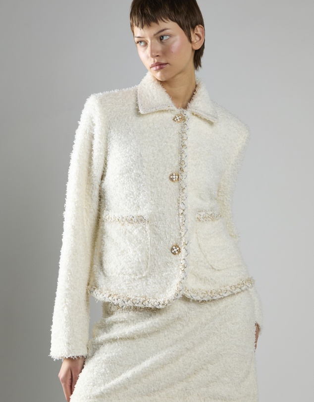 Glamorous - Button-Front Long Sleeve Textured Coat