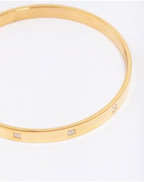 Lovisa - Waterproof Gold Plated Stainless Steel Triangular Cubic Zirconia Flat Bangle