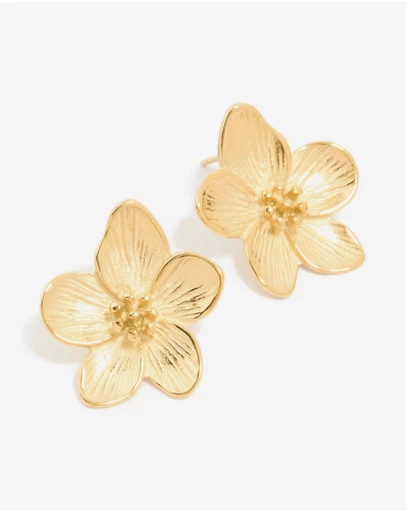 Lovisa - Waterproof Gold Plated Stainless Steel Textured Flower Earrings