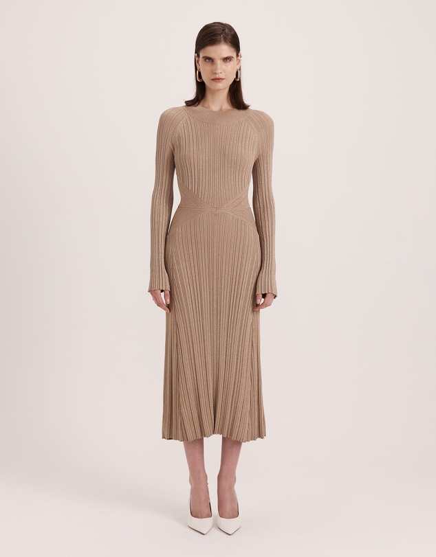 SABA - Metallic Ribbed Knit Dress