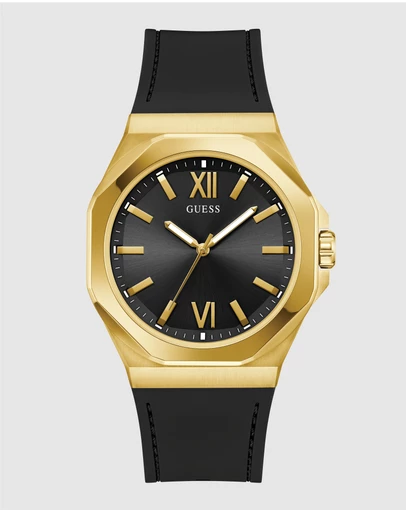 GUESS - Guess Men's Black Gold Tone 41.5mm Analogue Watch