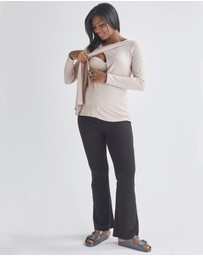 Angel Maternity - Monique Long Sleeve  Nursing Petal Top -Blush Pink