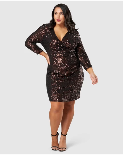 Pink Dusk by Curve Project - Smokin Hot Sequin Wrap Dress