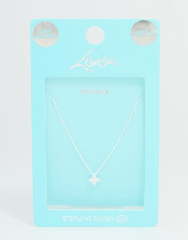 Lovisa - Sterling Silver Cubic Zirconia Micro Flower Pendant Necklace